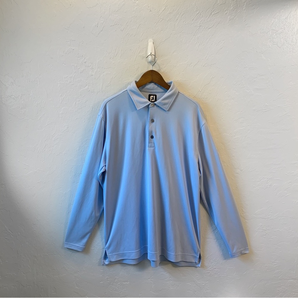 FOOTJOY FJ Mens Soft Stretch Long Sleeve Golf Polo Shirt Size XL Blue